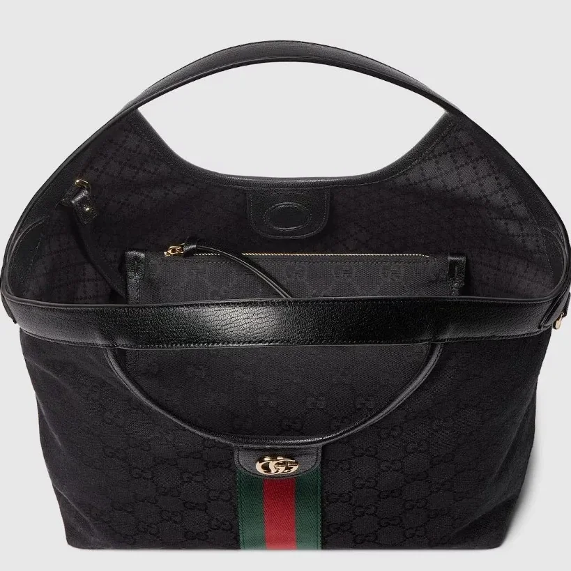 Gucci Giglio Small Tote Bag in Black Gold Hardware