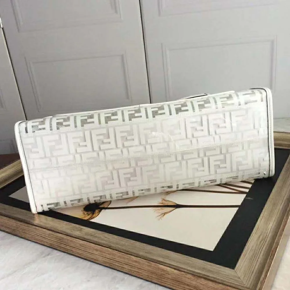 Fendi Runaway Shopper PU Bag for Women in White