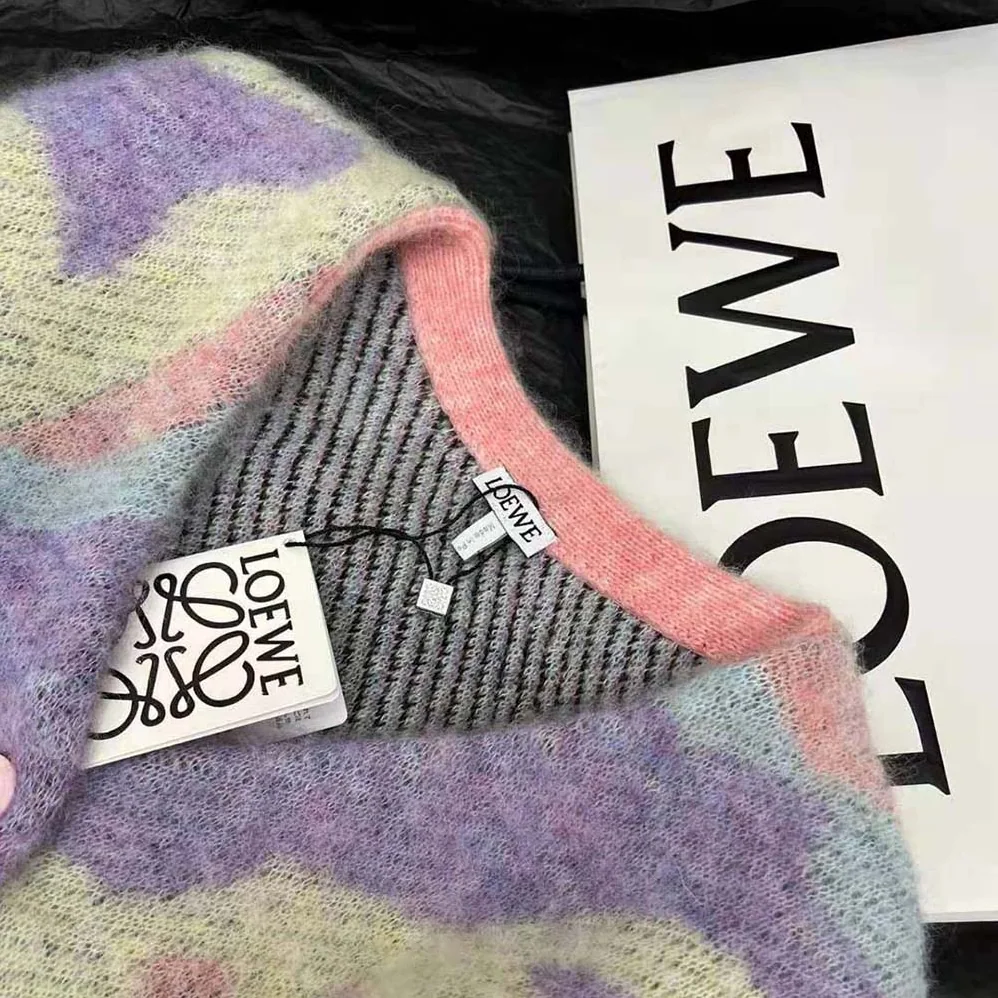Loewe Unicorn Jacquard Cardigan in Mohair for Women in Purple Loewe Unicorn Jacquard Cardigan in Mohair for Women in Purple