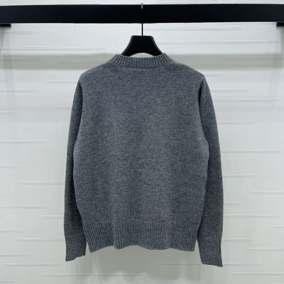 Prada Cashmere and Wool Prada Logo Crew-neck Sweater for Men in Slate Gray