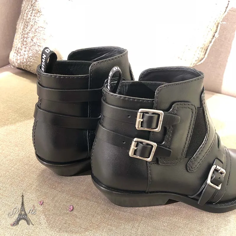 Dior Shoes Diorsaddle Calfskin Leather Ankle Boot 35mm Heel Hight for Women in Black