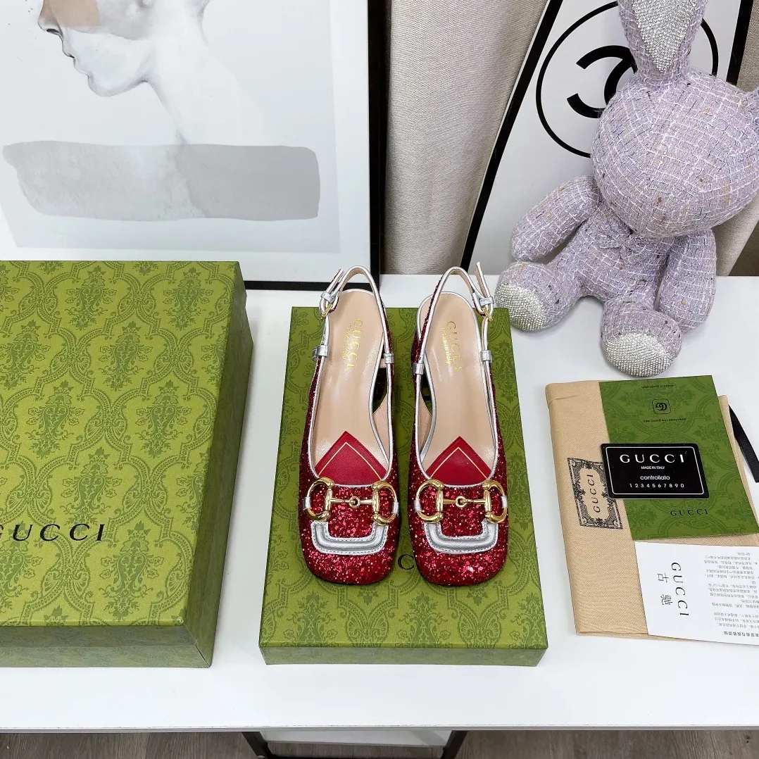 Gucci Lovelight Slingback Mid in Heel With Horsebit Red Gucci Lovelight Slingback Mid in Heel With Horsebit Red