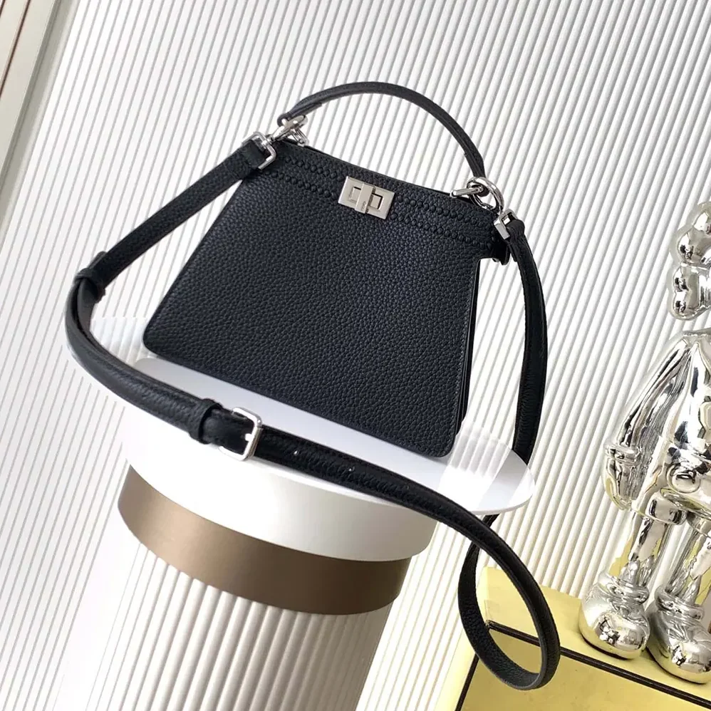 Fendi Peekaboo ISeeU Mini Leather Bag with FF Interlacing for Women Fendi Peekaboo ISeeU Mini Leather Bag with FF Interlacing for Women