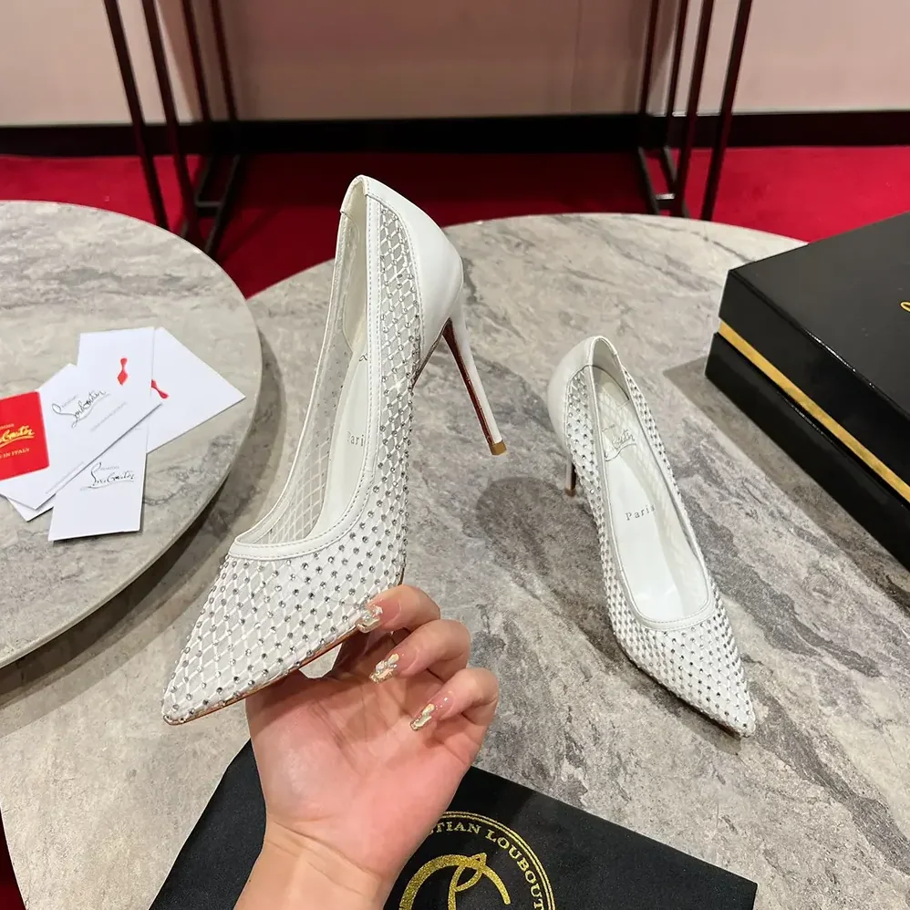 Christian Louboutin Apostropha Mesh Strass 80mm Pumps for Women in White