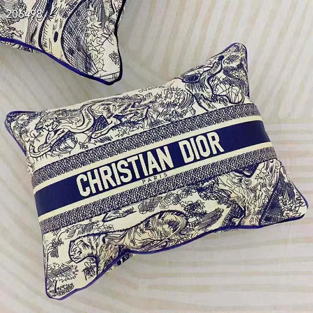 Dior Large Rectangular Pillow Blue Toile de Jouy for Women Dior Large Rectangular Pillow Blue Toile de Jouy for Women