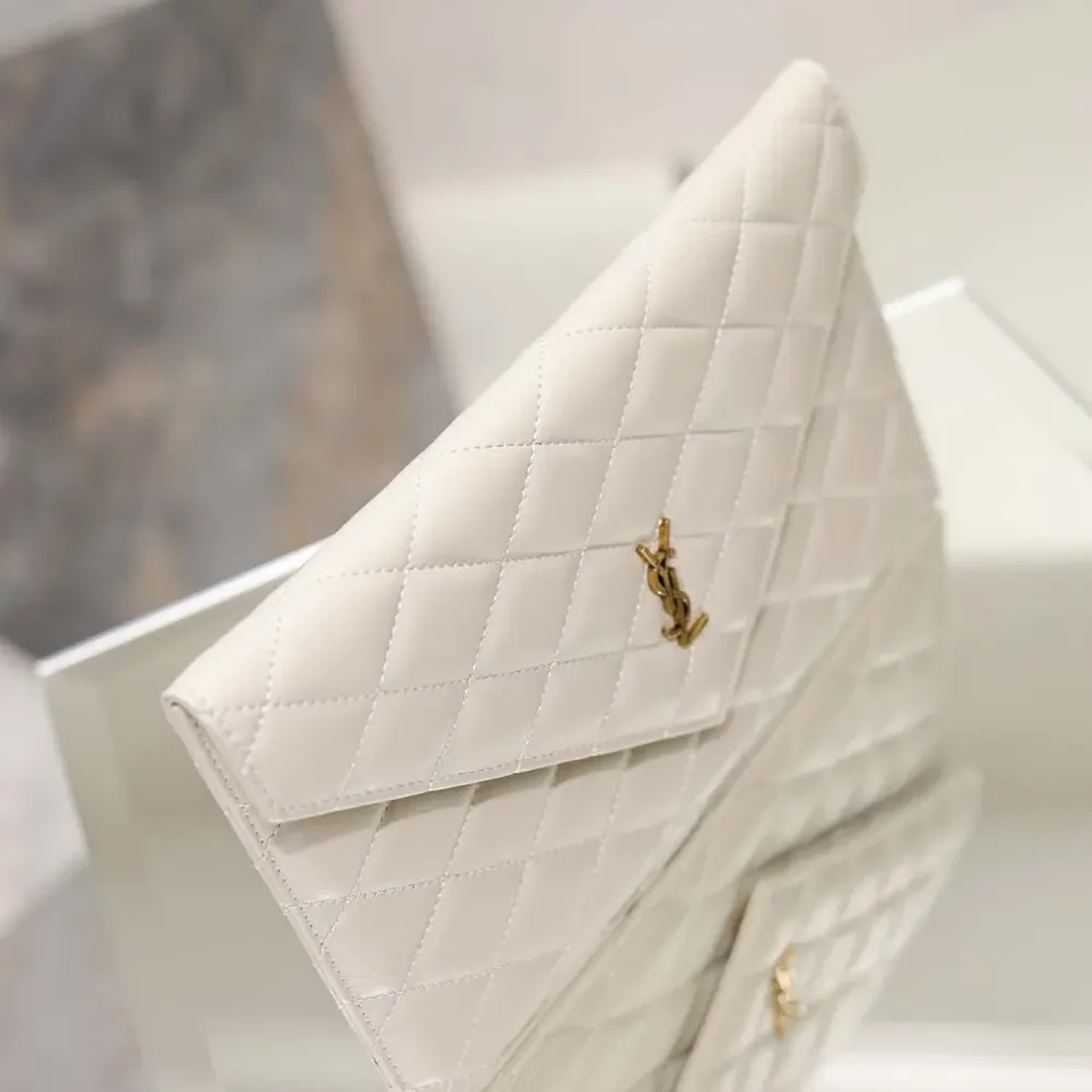 Saint Laurent YSL Paris Pouch In Lambskin White for Women Saint Laurent YSL Paris Pouch In Lambskin White for Women