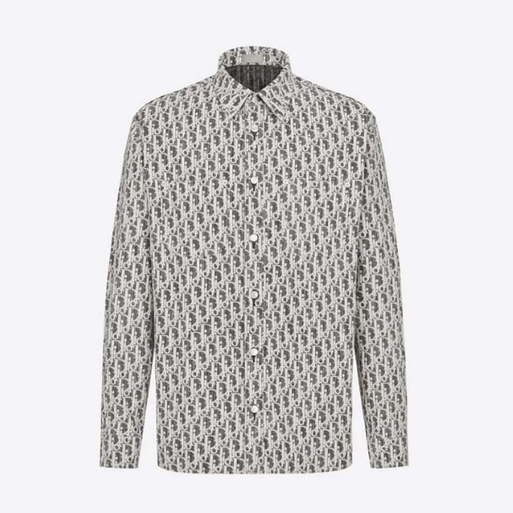 Dior Dior Oblique Overshirt Black and White Cotton Denim for Men