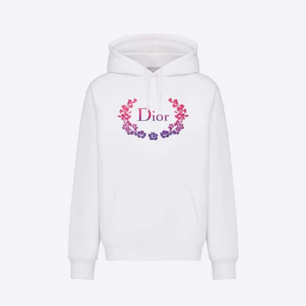 Dior Relaxed-Fit Hooded Sweatshirt White Cotton Fleece for Men Dior Relaxed-Fit Hooded Sweatshirt White Cotton Fleece for Men