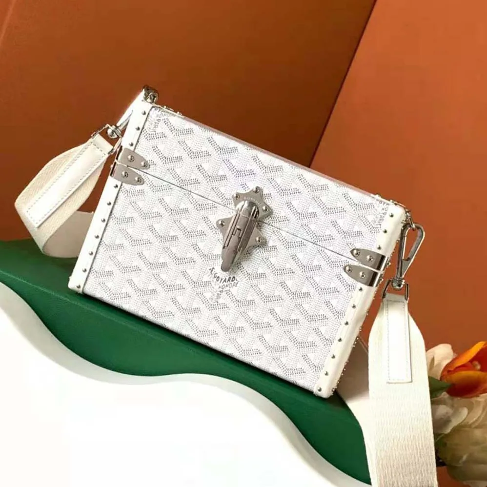 Goyard Cassette Trunk Bag in Goyardine Canvas & Clamecy Cowhide for Women in White Goyard Cassette Trunk Bag in Goyardine Canvas & Clamecy Cowhide for Women in White