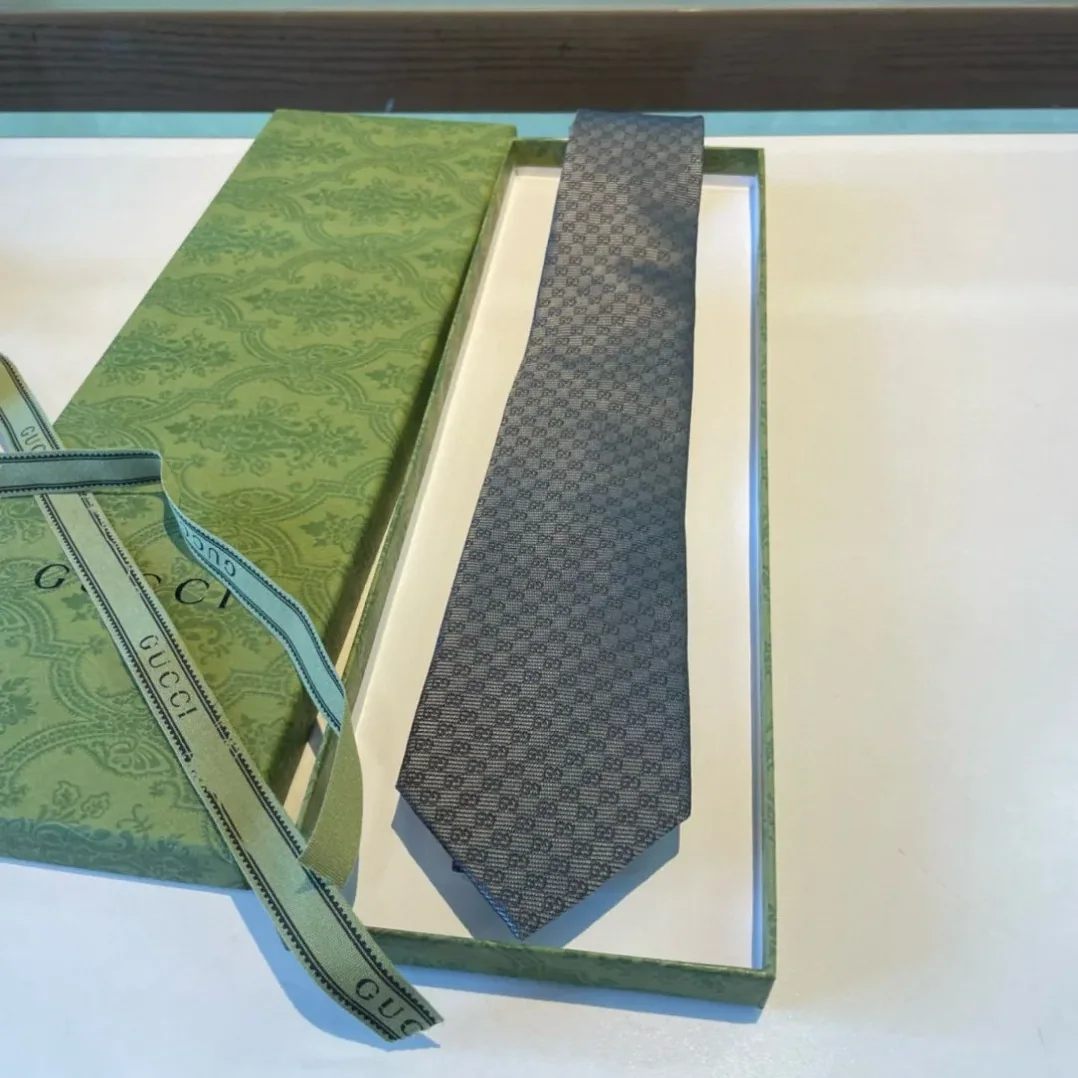 Gucci Monogram Interlocking G Jacquard Dark Grey Tie