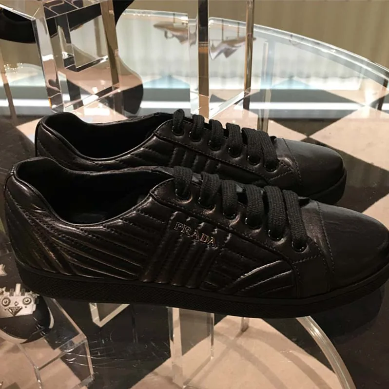 Prada Shoes Nappa Leather Sneakers 5 mm Rubber Sole for Women in Black Prada Shoes Nappa Leather Sneakers 5 mm Rubber Sole for Women in Black