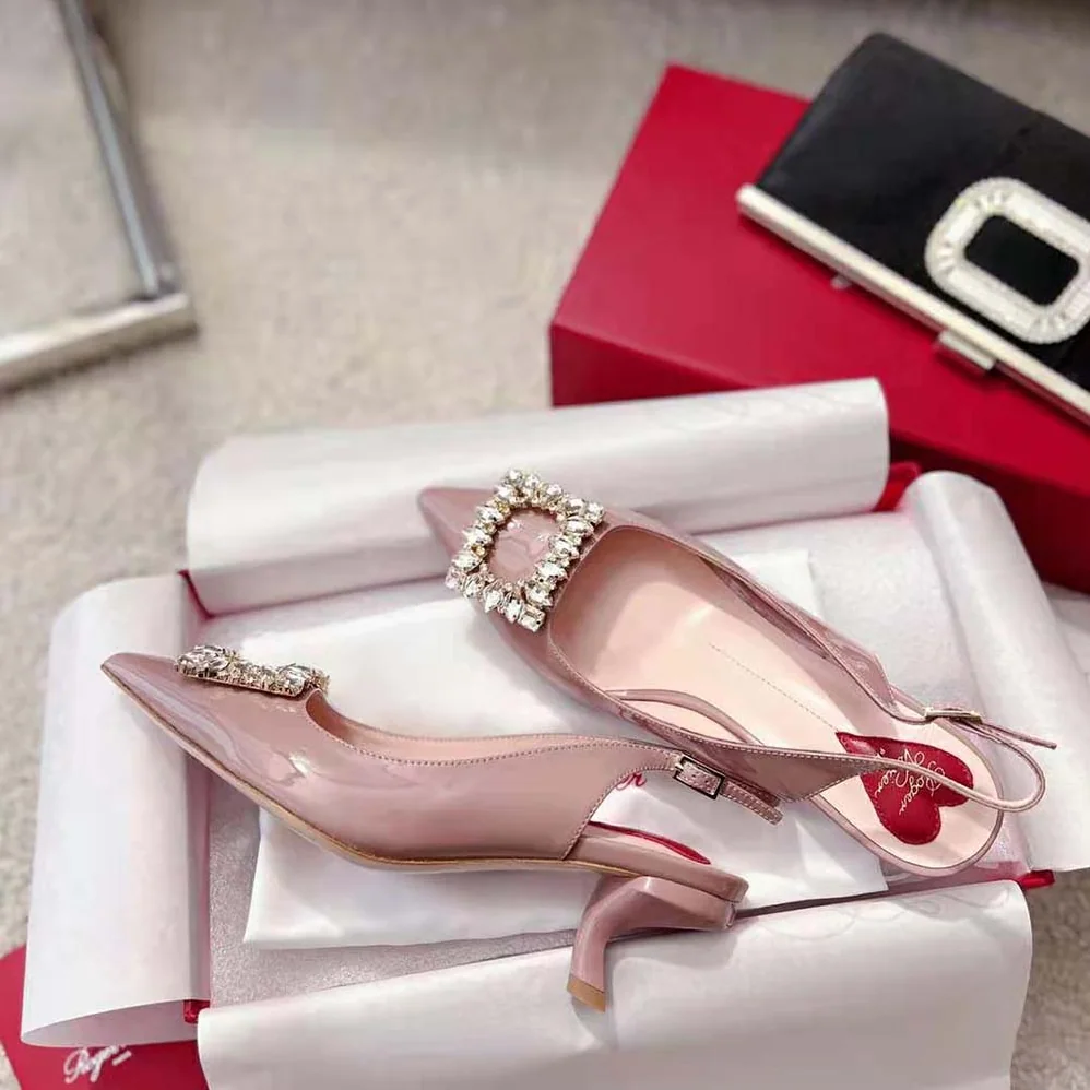 Roger Vivier Virgule Strass Buckle Slingback Pumps in Patent Leather for Women