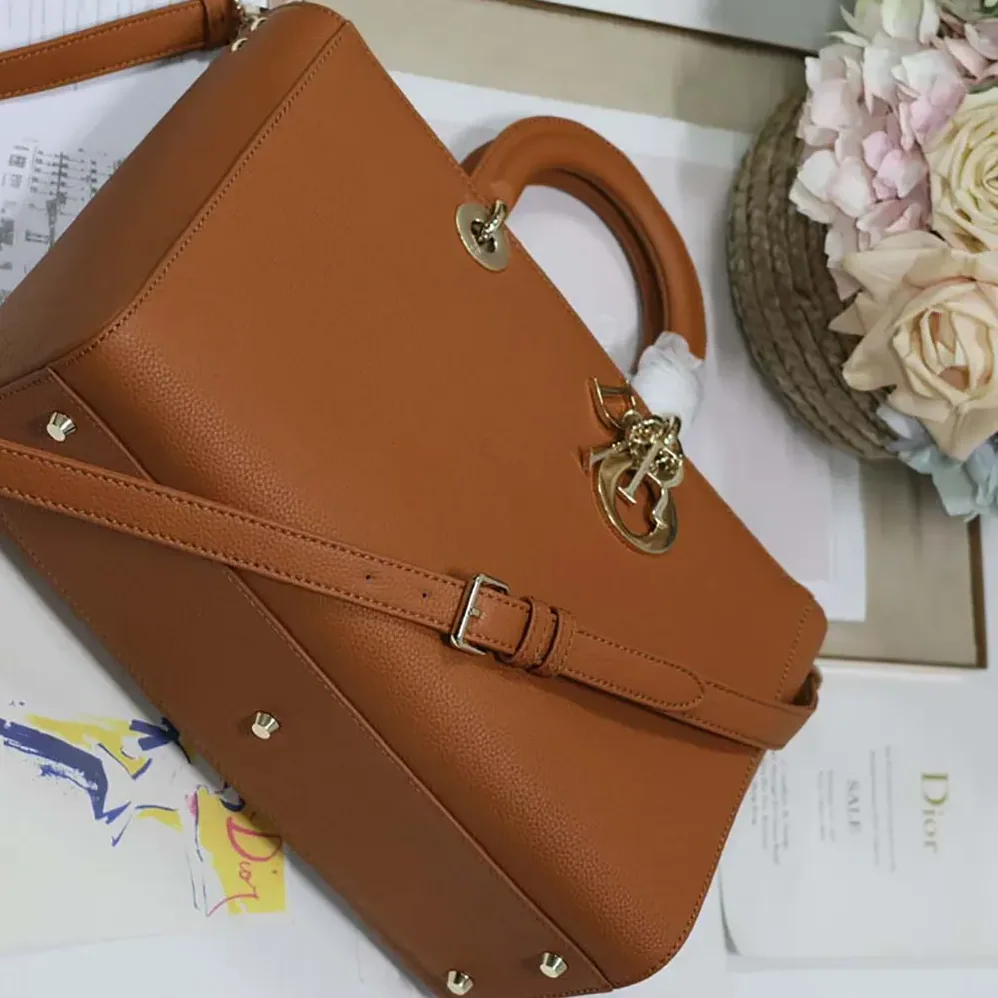 Dior Large Lady D-Sire My ABCDior Bag Dark Brandy Taurillon Leather for Women