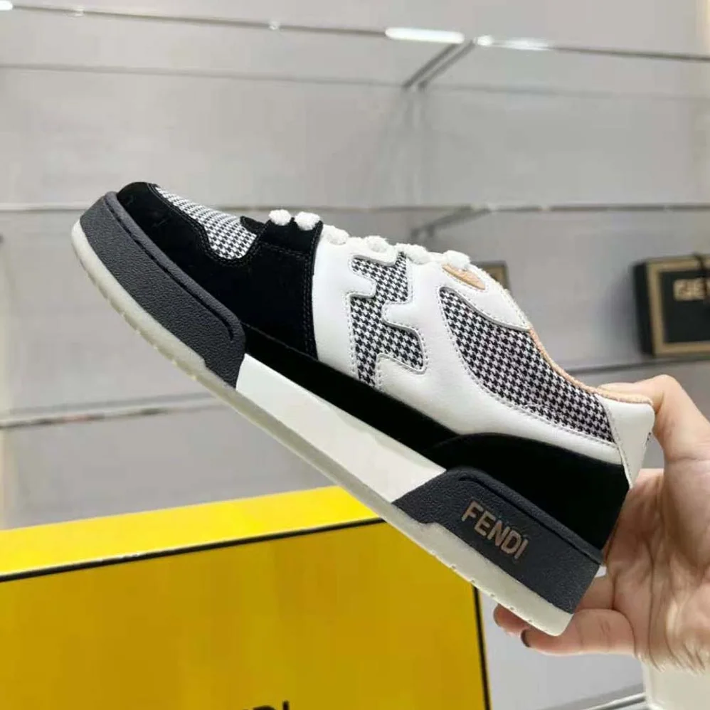 Fendi Match Low Tops in Black Suede for Women Fendi Match Low Tops in Black Suede for Women