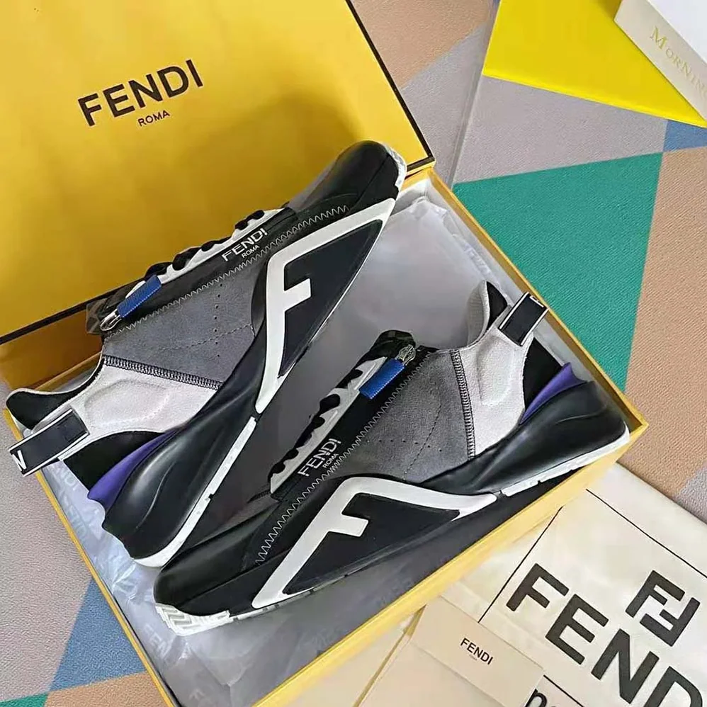Fendi Flow Suede Low-Tops for Men in Navy