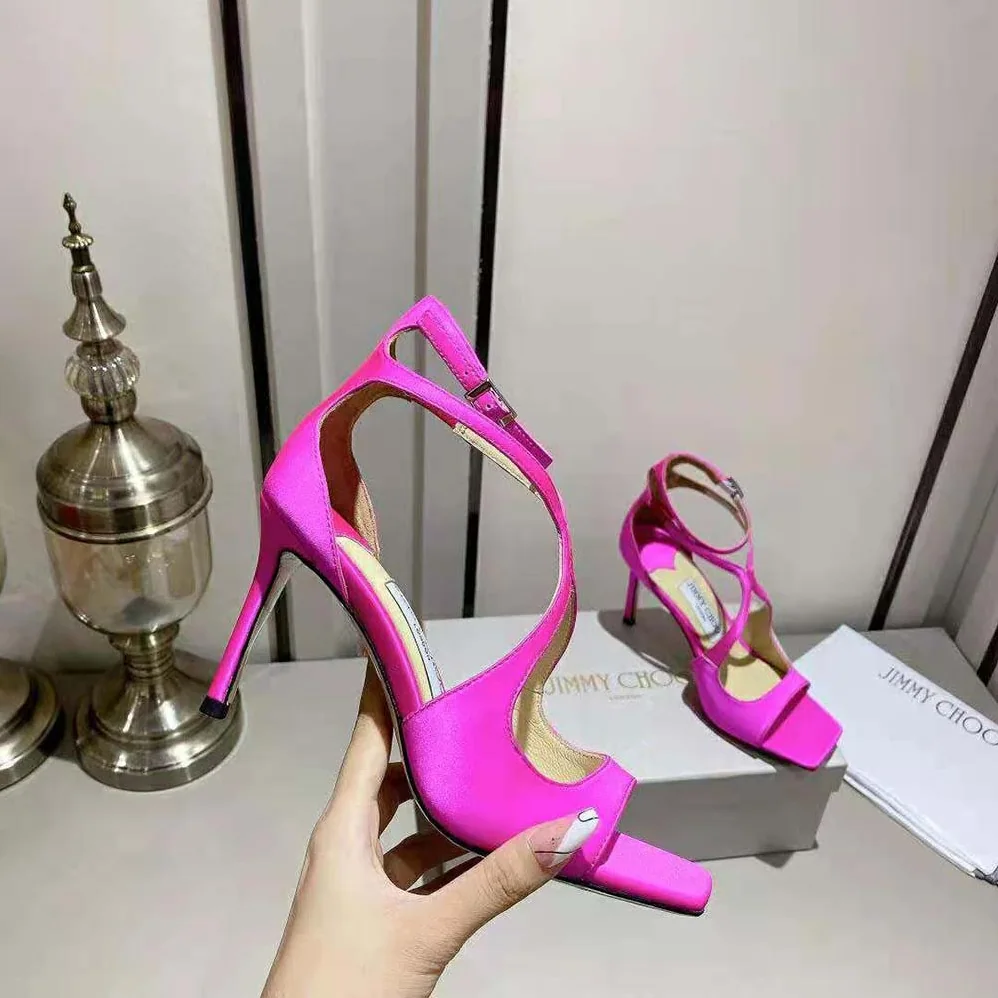 Jimmy Choo Azia 110 Fuchsia Satin Sandals for Women Jimmy Choo Azia 110 Fuchsia Satin Sandals for Women