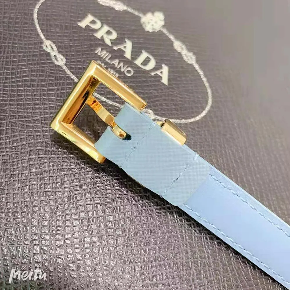 Prada Saffiano Leather Belt for Women in Blue