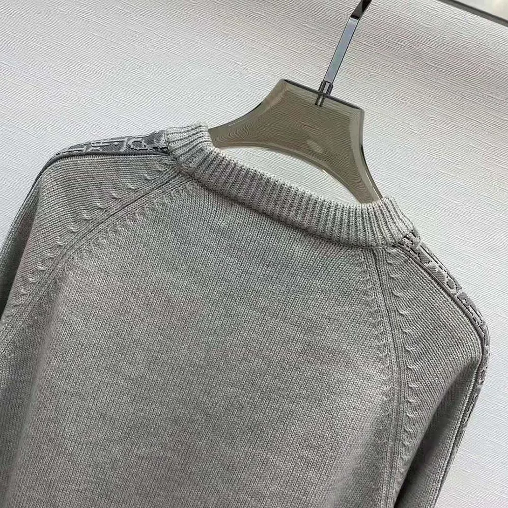 Dior Sweater with Dior Oblique Inserts Gray Cotton Jersey for Men