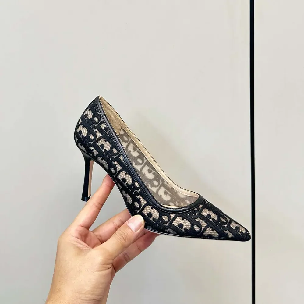 Dior Adiorable Pump Black Dior Oblique Embroidered Mesh for Women