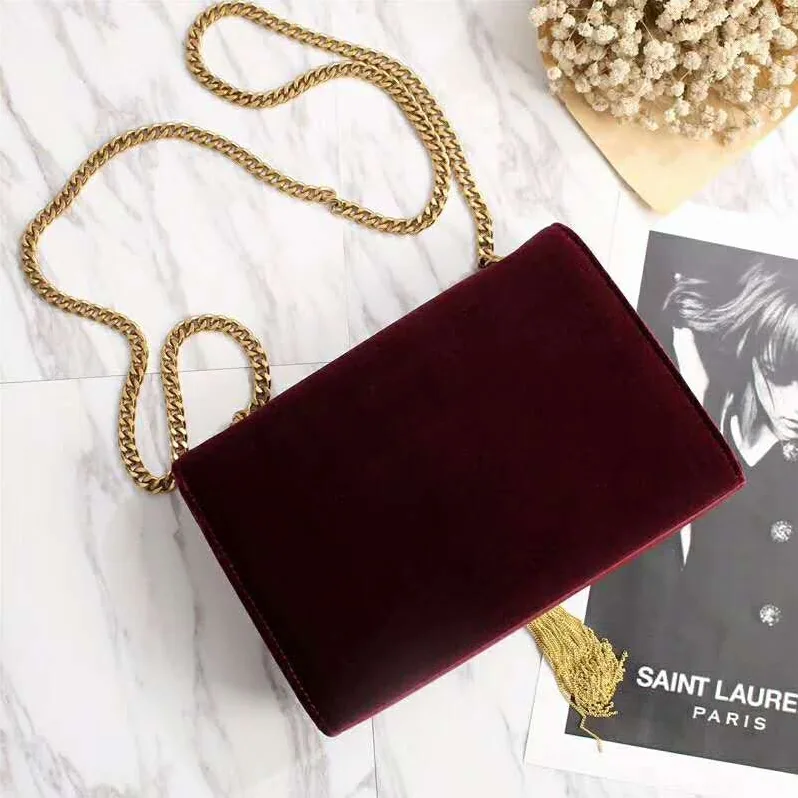 Saint Laurent YSL Kate Small with Tassel Velvet for Women in Maroon Saint Laurent YSL Kate Small with Tassel Velvet for Women in Maroon