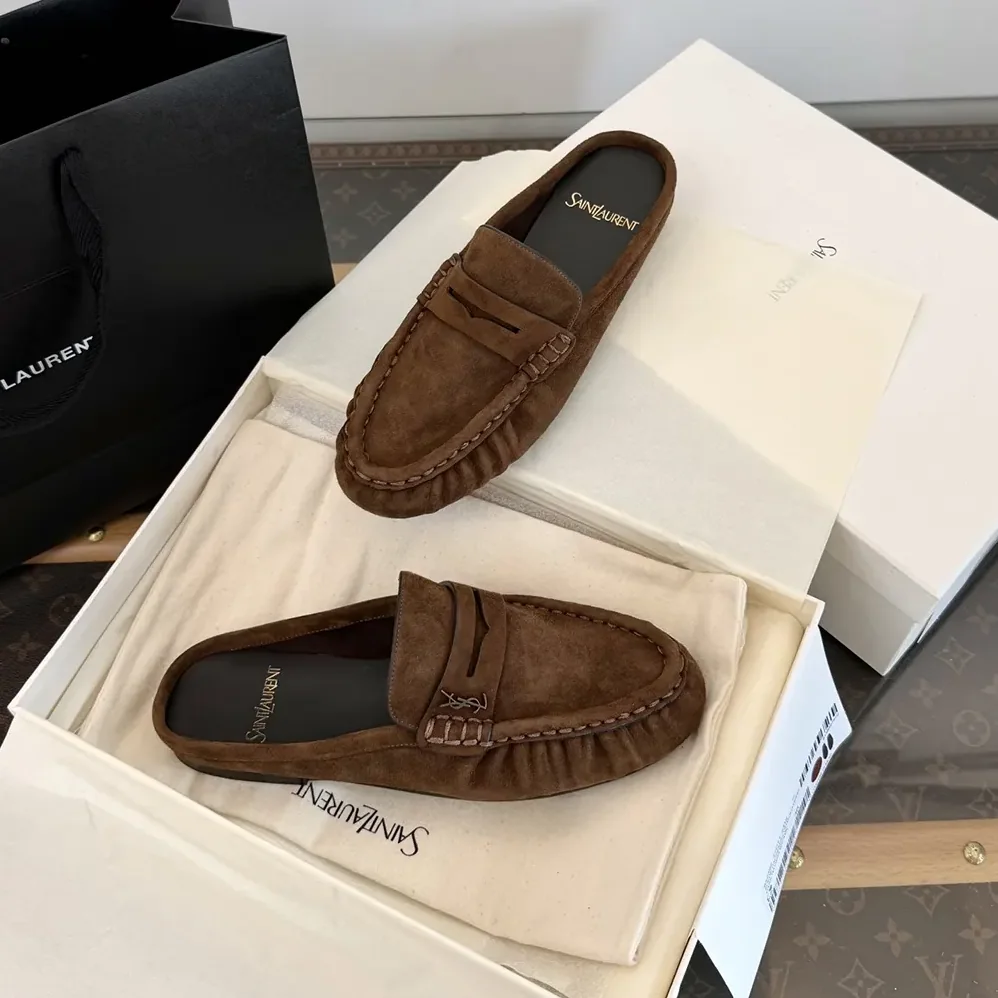 Saint Laurent YSL Le Loafer Mules in Suede for Unisex Saint Laurent YSL Le Loafer Mules in Suede for Unisex