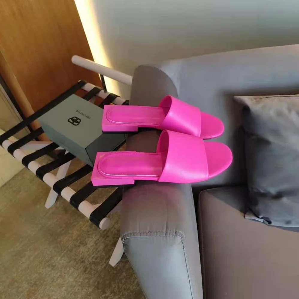 Balenciaga Box Mule in Pink Shiny Smooth Sheepskin for Women