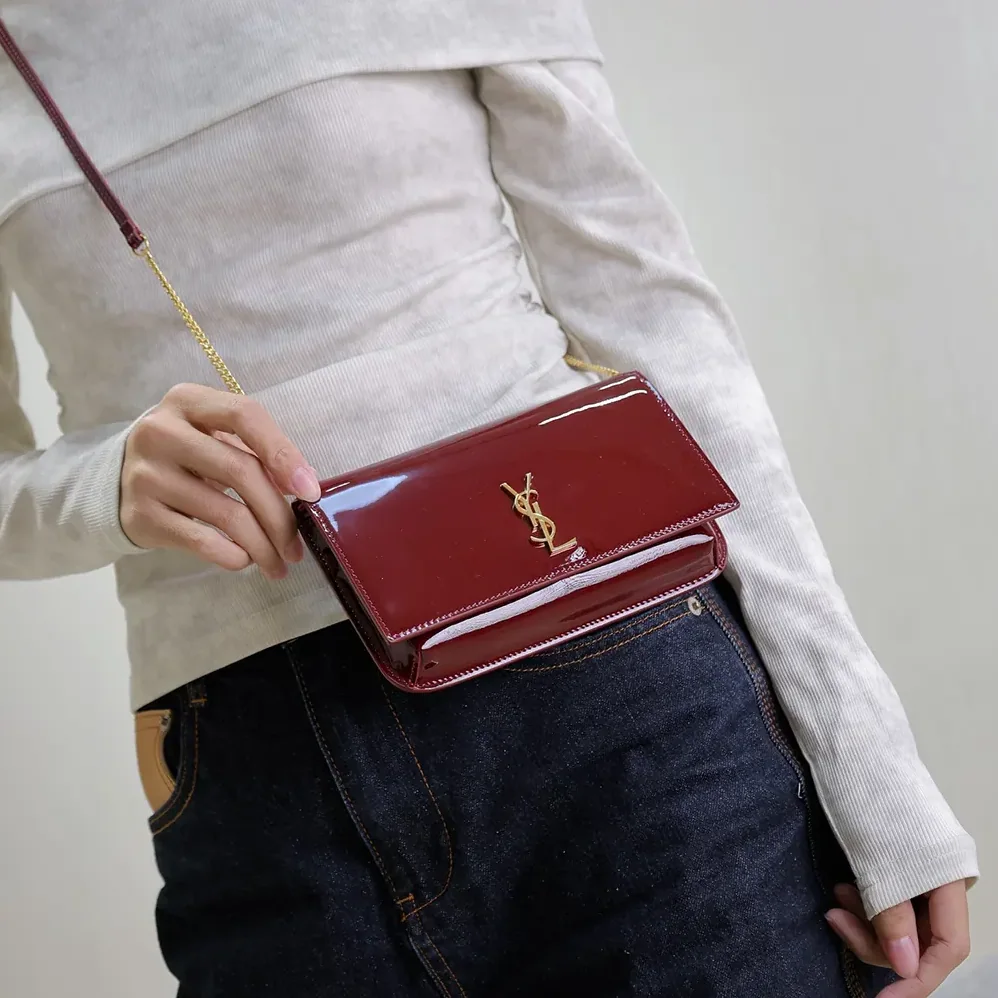 Saint Laurent YSL Cassandre Phone Holder in Patent Leather for Women