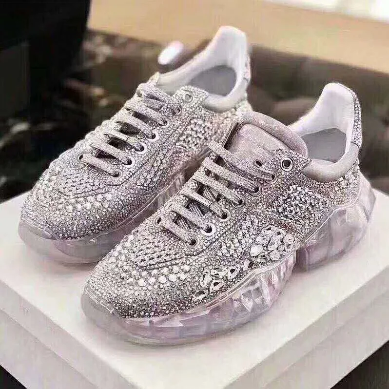 Jimmy Choo Shoes Diamond/F Crystal Shimmer Suede Low Top Trainers with Crystal Details for Women Jimmy Choo Shoes Diamond/F Crystal Shimmer Suede Low Top Trainers with Crystal Details for Women