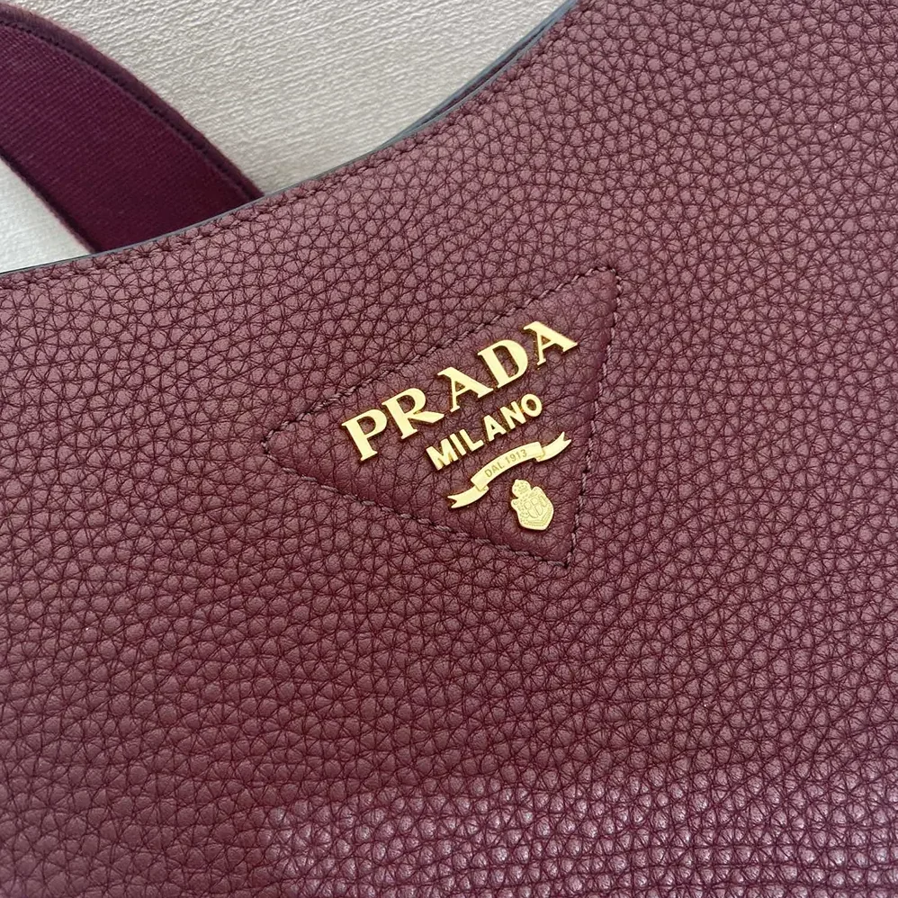 Prada Medium Leather Bag for Women in Burgundy