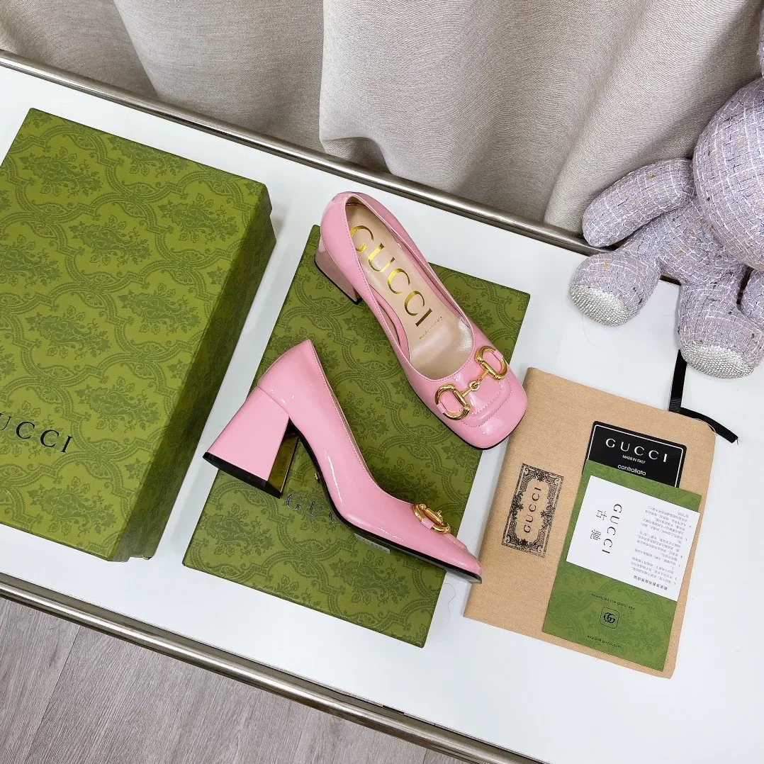 Gucci Mid-Heel Slingback With Horsebit Light Pink GG for Women Gucci Mid-Heel Slingback With Horsebit Light Pink GG for Women