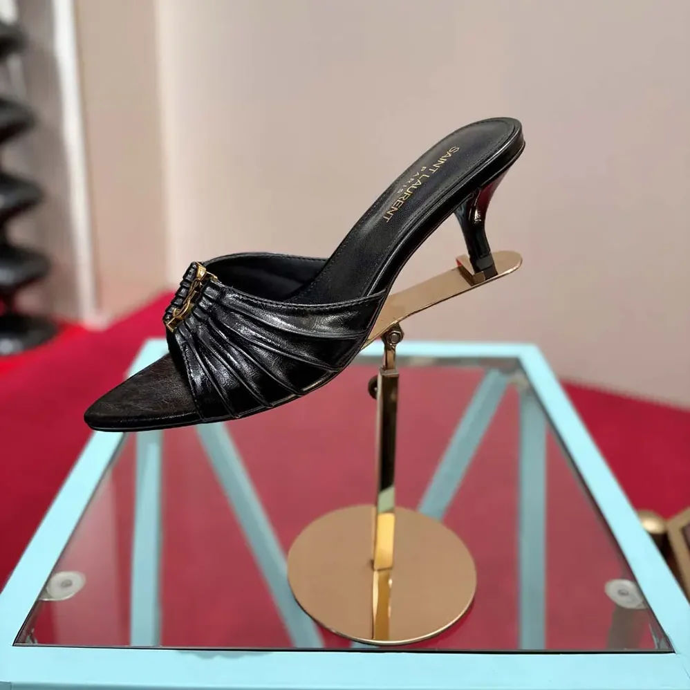 Saint Laurent YSL Babylone Mules In Smooth Leather Black for Women