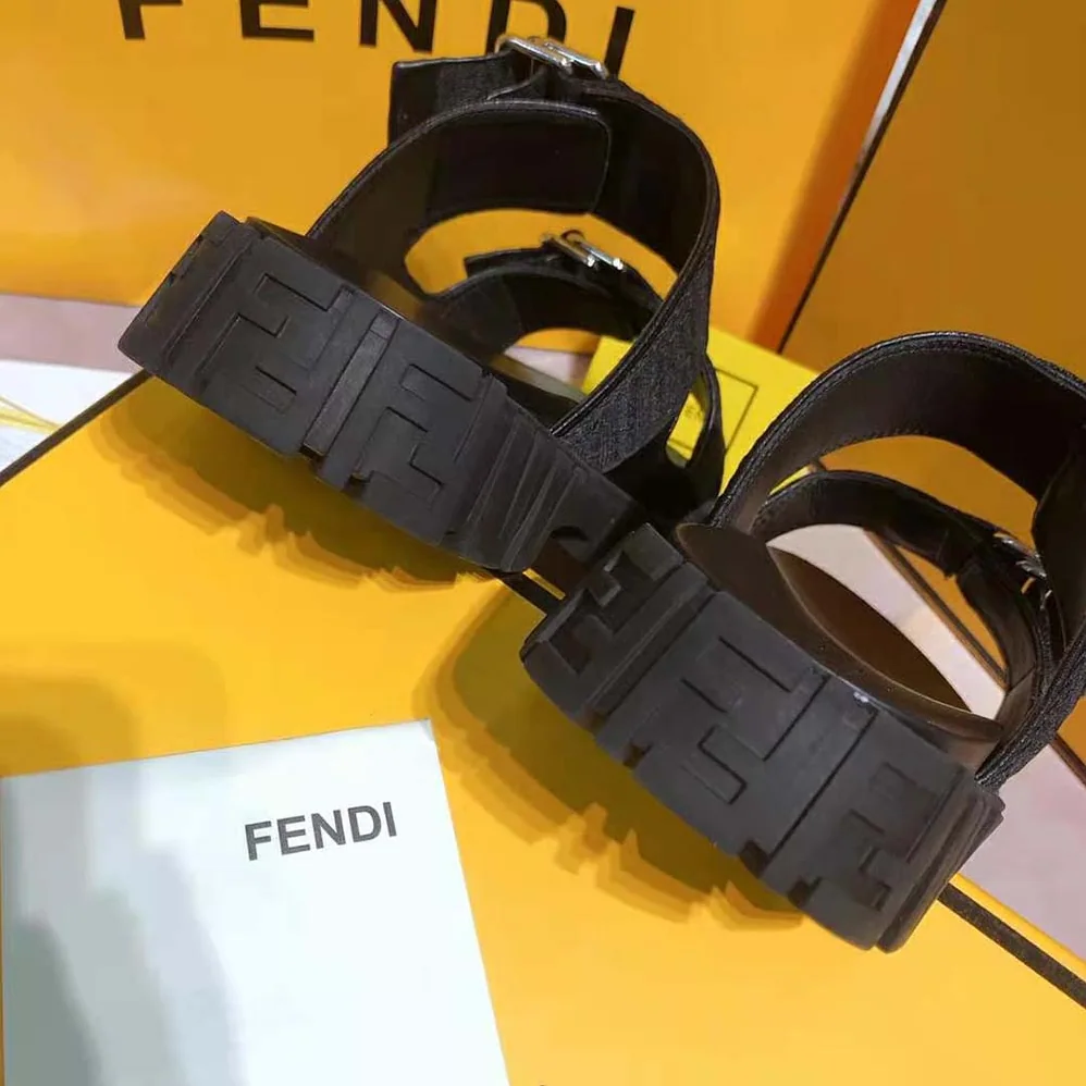 Fendi Sandals Black Fabric Sandals for Women