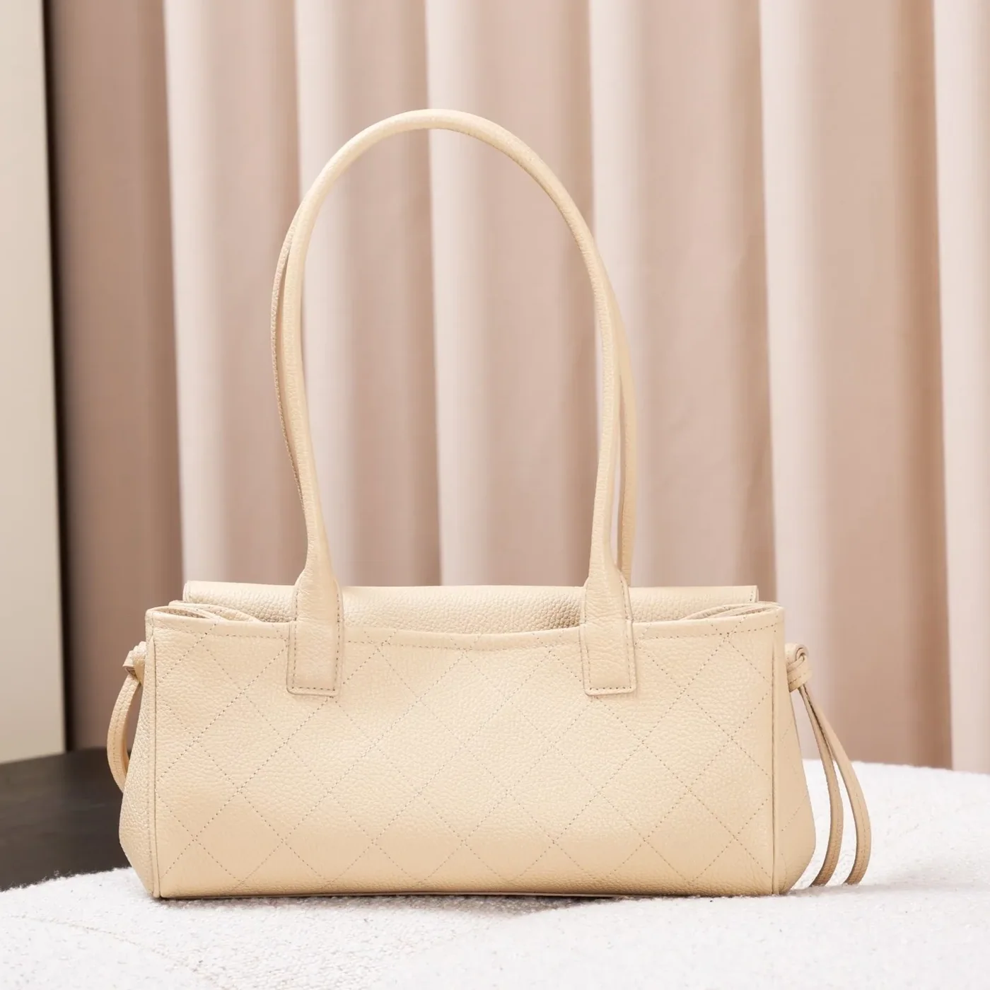 Chanel Small Shopping Shoulder Bag in Light Beige Gold Hardware Chanel Small Shopping Shoulder Bag in Light Beige Gold Hardware
