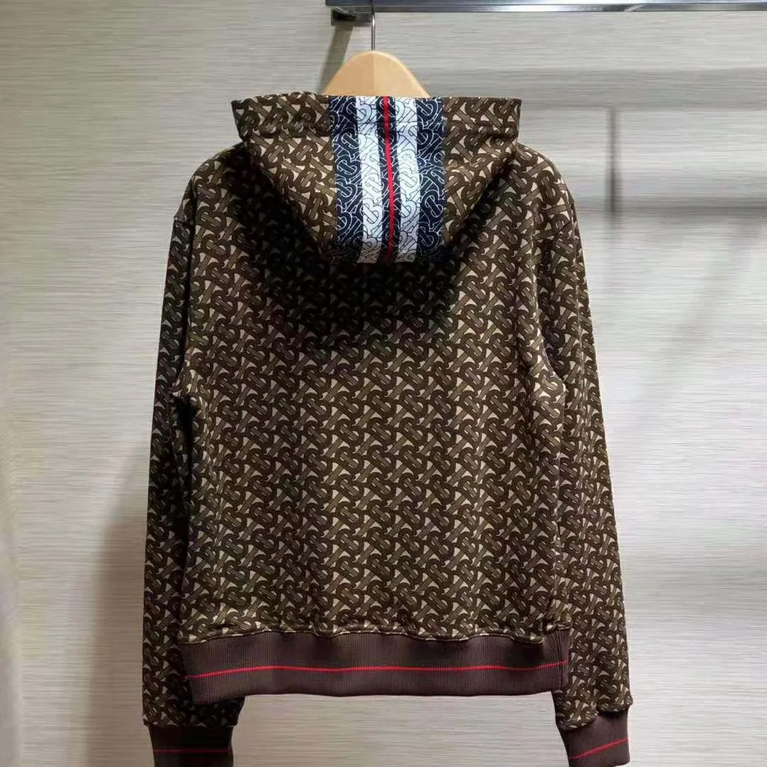 Burberry Monogram Stripe Print Cotton Oversized Hoodie for Men in Brown