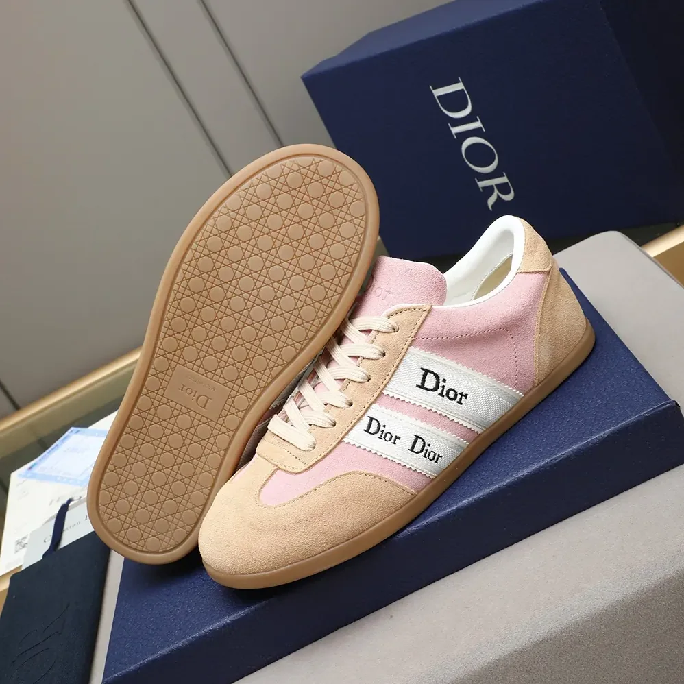 Dior Ribbon Sneaker Pink and Beige Suede Calfskin for Unisex Dior Ribbon Sneaker Pink and Beige Suede Calfskin for Unisex