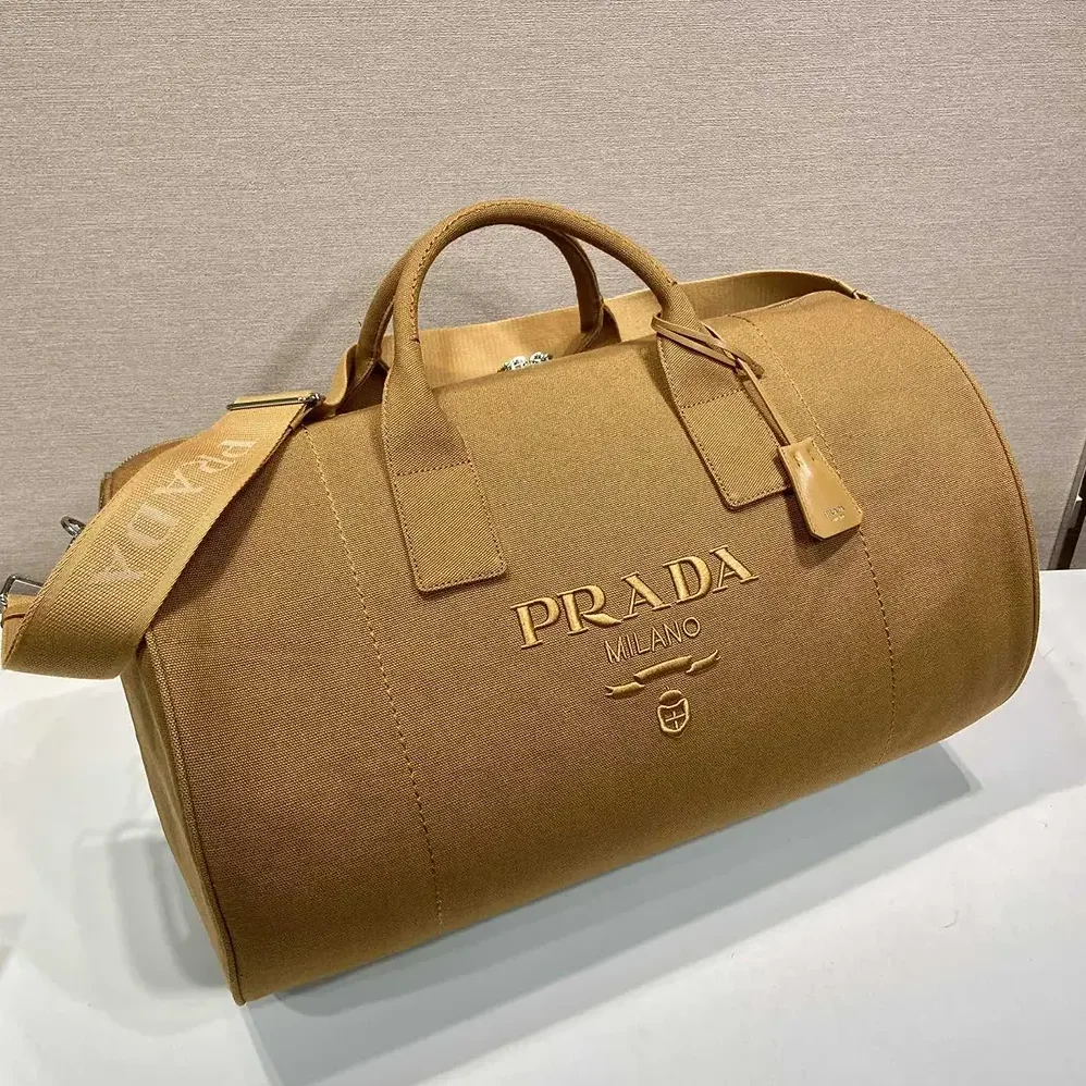 Prada Canvas Duffle Bag for Unisex in Brown Prada Canvas Duffle Bag for Unisex in Brown
