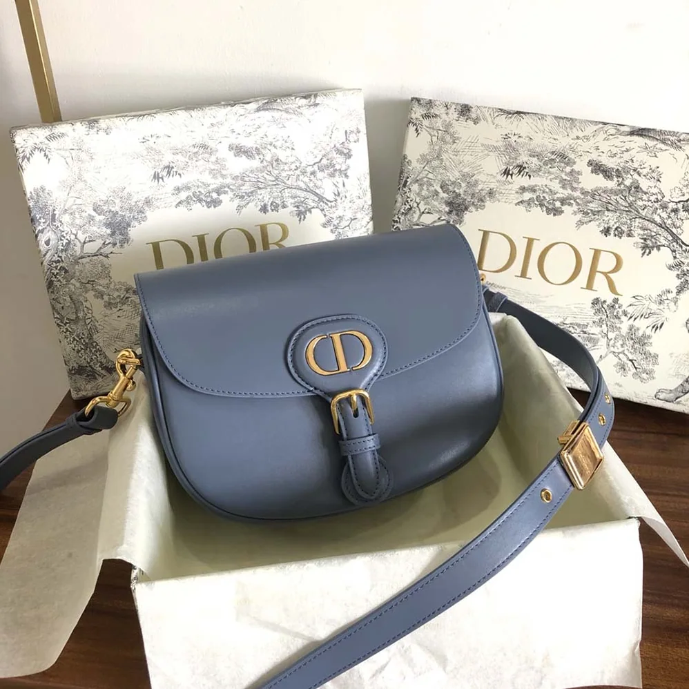 Dior Medium Dior Bobby Bag Denim Box Calfskin for Women in Blue