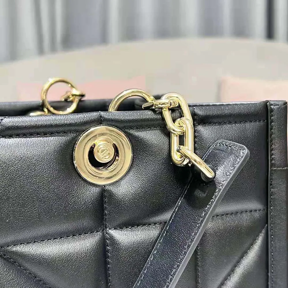 Dior Medium Dior Essential Tote Bag Black Archicannage Calfskin for Women