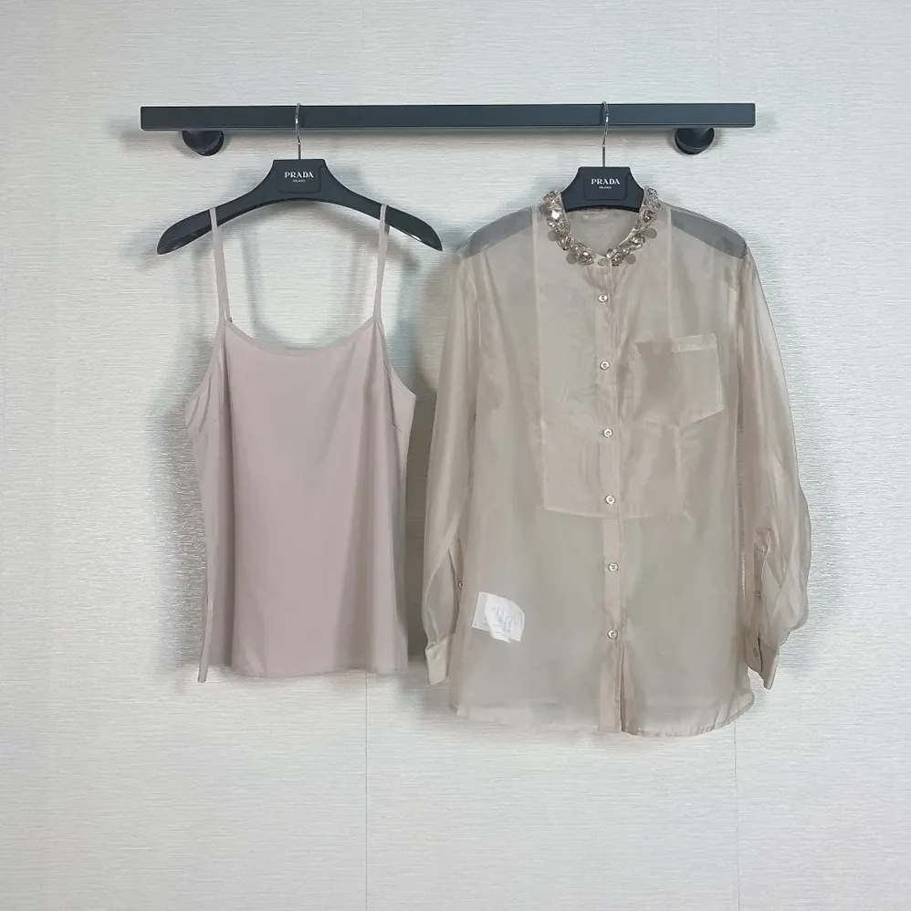 Prada Embroidered Organza Shirt for Women