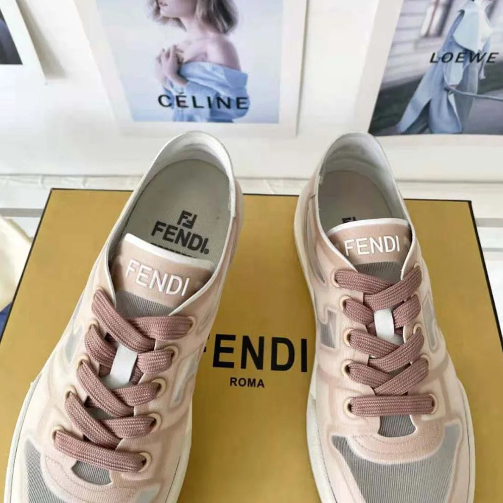 Fendi Match Pink Mesh Low Tops for Unisex
