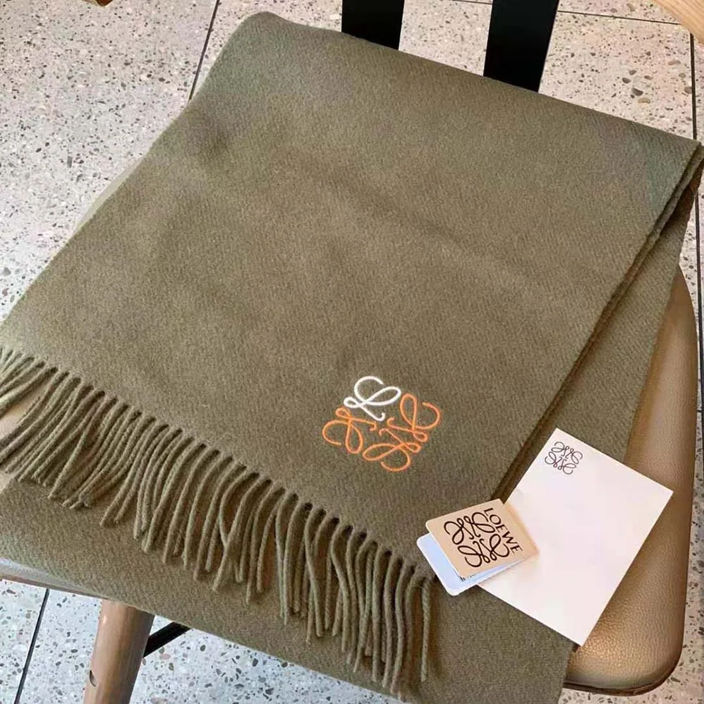 Loewe Anagram Scarf in Cashmere for Women in Dark Green Loewe Anagram Scarf in Cashmere for Women in Dark Green