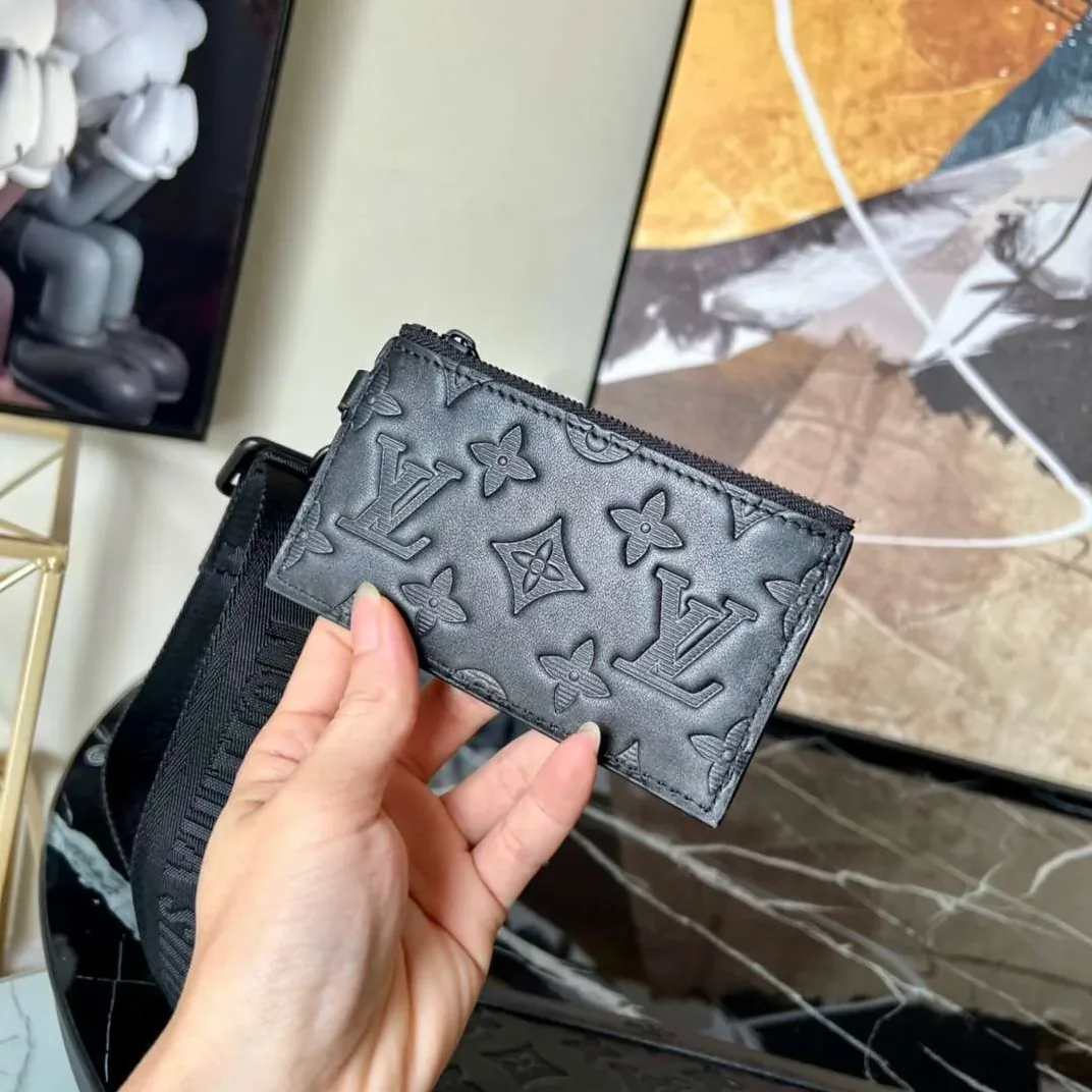 Louis Vuitton Pochette Gaston Wearable Wallet Shoulder Bag / Black Monogram Shadow Black Hardware