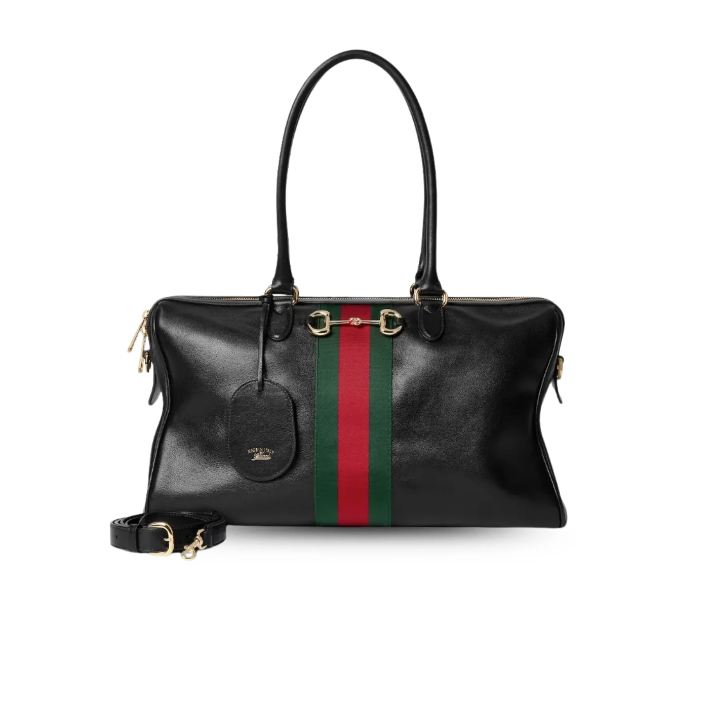 Gucci Borsetto Large Boston Shoulder Bag in Black Gold Hardware
