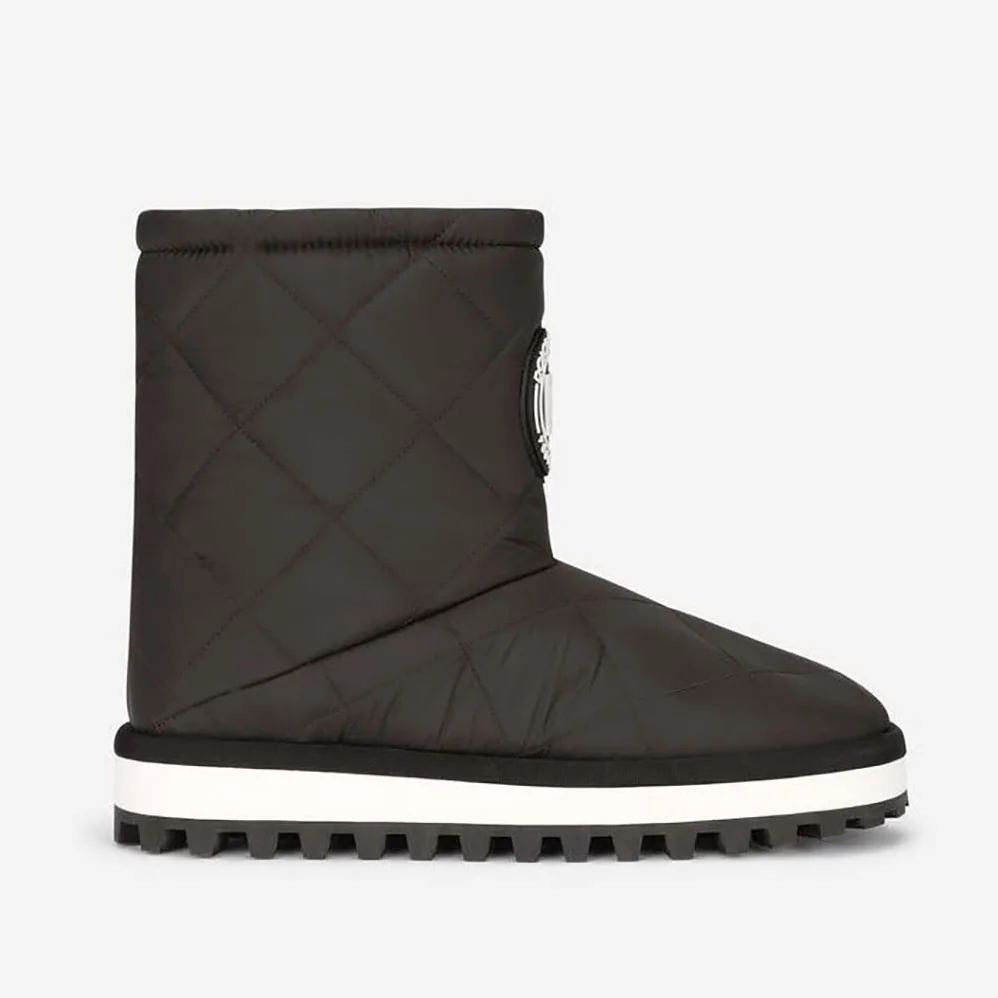Dolce Gabbana D&G Nylon Ankle Boots with DG Logo for Women in Black