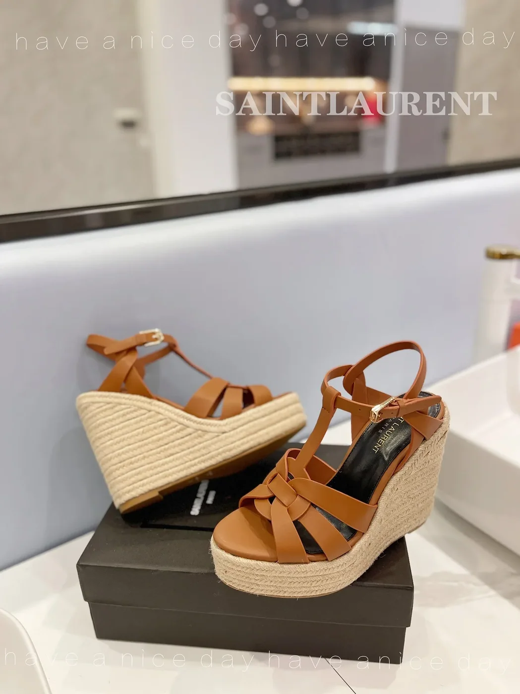 Saint Laurent Tribute Espadrilles In Smooth Brown Saint Laurent Tribute Espadrilles In Smooth Brown