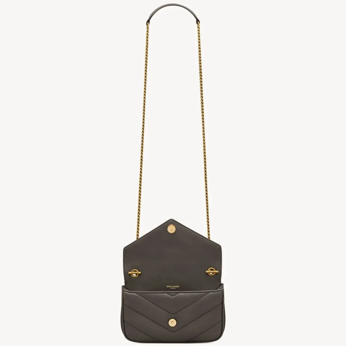 Saint Laurent Loulou Mini Shoulder Bag in Urban Grey Gold Hardware