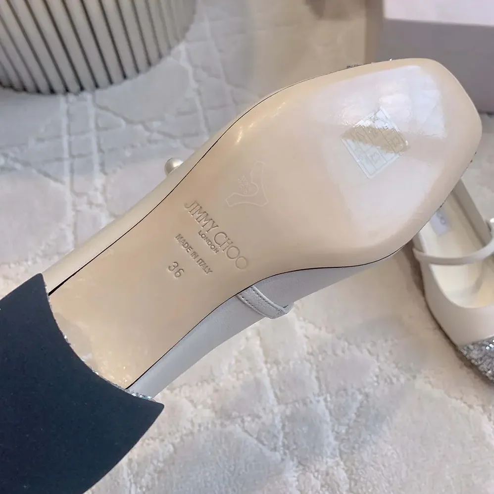 Jimmy Choo Elisa 45 Silver for Women in Latte Glitter Leather Pumps Jimmy Choo Elisa 45 Silver for Women in Latte Glitter Leather Pumps