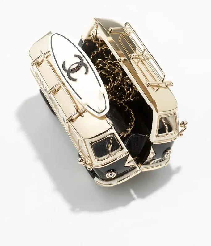 Chanel Mini Van Minaudiere / Black White And Gold Bag