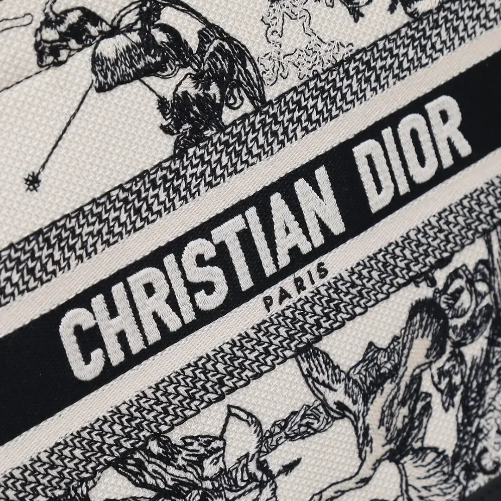 Dior Small Dior Book Tote Latte and Black Dior Zodiac Embroidery with Black Calfskin for Women Dior Small Dior Book Tote Latte and Black Dior Zodiac Embroidery with Black Calfskin for Women