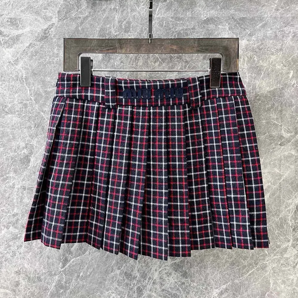 Miu Miu Checked Wool Miniskirt for Women Miu Miu Checked Wool Miniskirt for Women